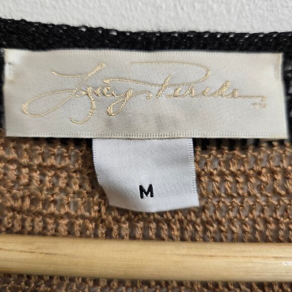 Liz Palacios Womens Vtg Knit Boho Top M Striped Beaded Artsy Southwestern Boho - Picture 6 of 11